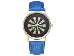 Relógio de casal vintage Zhoulianfa com mostrador em formato de dardo, movimento de quartzo em aço e pulseira de PU azul.
