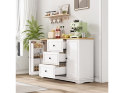 Aparador moderno elegante 3 gavetas portas tipo geladeira branco VELTRIX