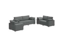 Conjunto 3 Sofá De Linho Vidaxl Cinzento Linho (219 X 80 X 82 Cm)