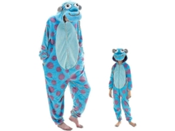 Pijama unissex adulto, tamanho ajustado, fantasia de animal de flanela para cosplay e Halloween, Sulley, 95 cm.