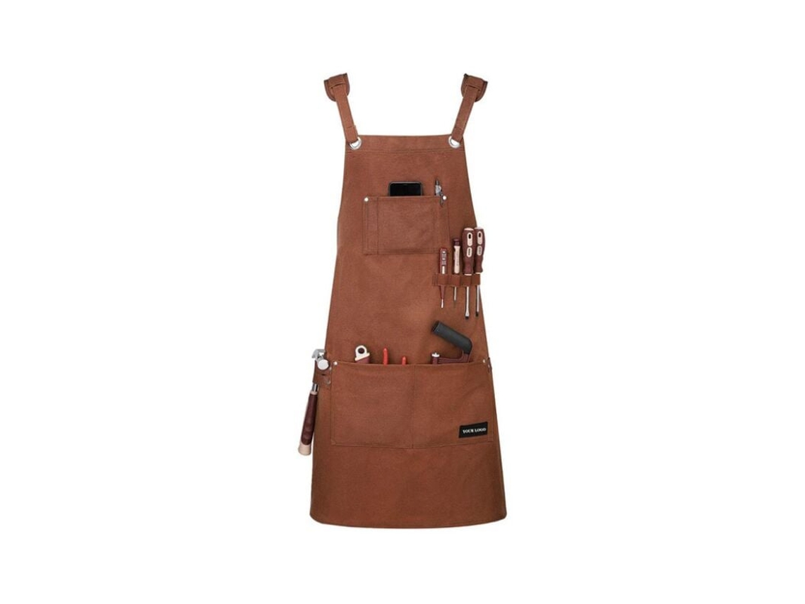 Avental De Soldador Com 6 Bolsos, Avental De Couro Retardante De Chama E Anti-calor, Para Carpinteiro, Ferreiro, Mecânico, Oficina