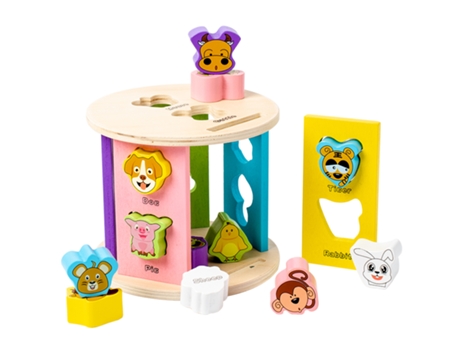 Brinquedos Sensoriais para Bebês Animais Quebra-cabeça em Madeira Iluminismo 12 Peças Iwood