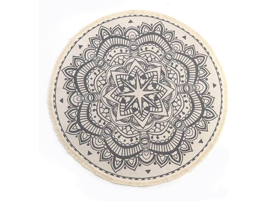 MEOIRUERY Tapete Circular Com Estampa De Mandala Estilo Boho Chique, Design Fino E Ultramacio, Lavável, Com Padrões Retrô Elegantes Para Decoração De Lavabo, En