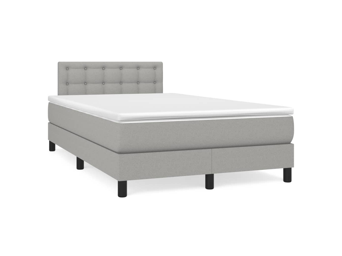 Vidaxl Cama Box Spring C/ Colchão E Led 120x190 Cm Tecido Cinza-claro