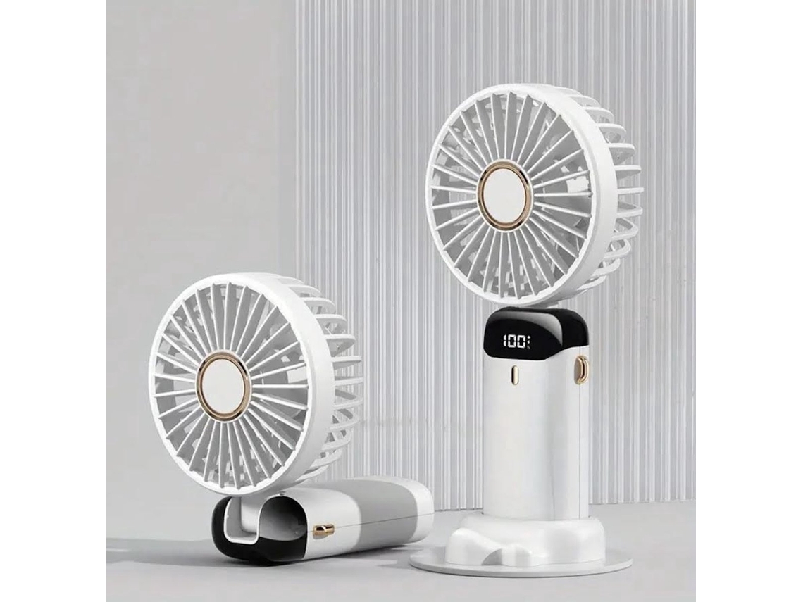 Ventilador portátil branco, mini, 3600 Mah, digital, 5 modos BRILVIBERA