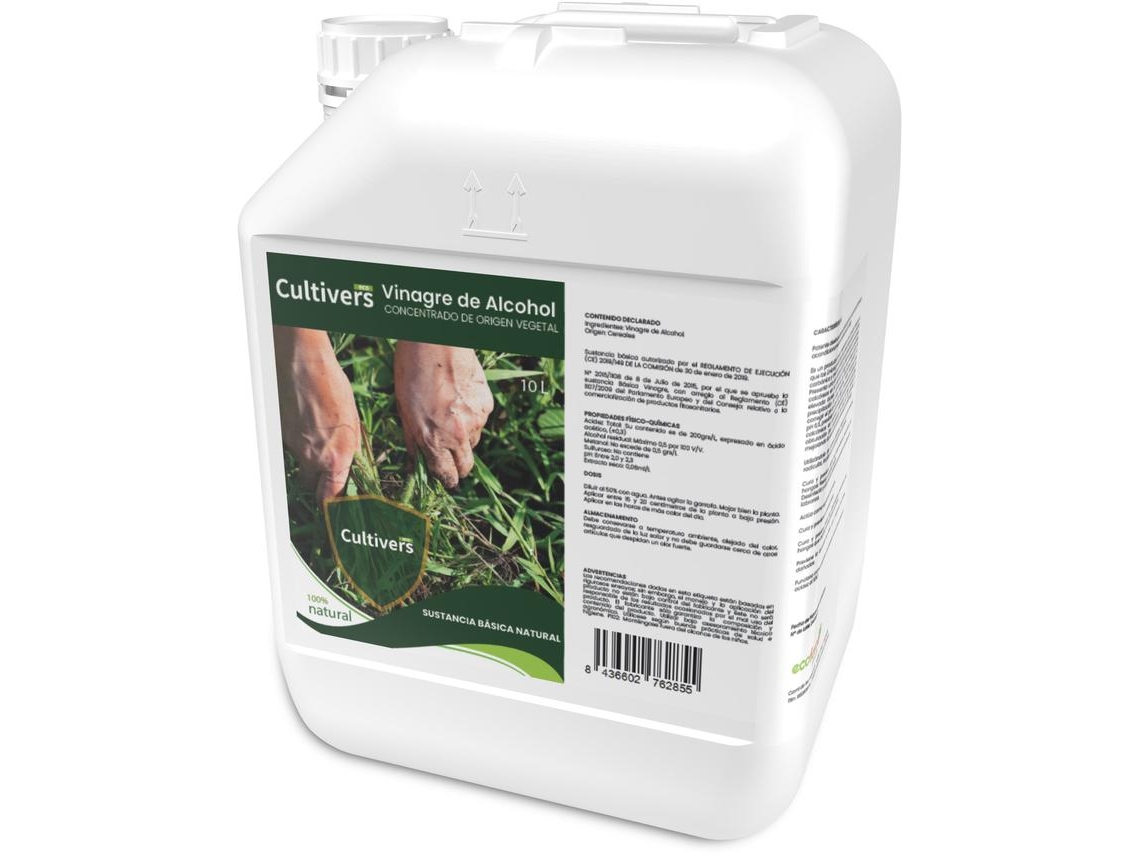 CULTIVERS Vinagre Álcool 10 L 100% Natural. Elimine Ervas Daninhas. Sistema de Rega Limpador