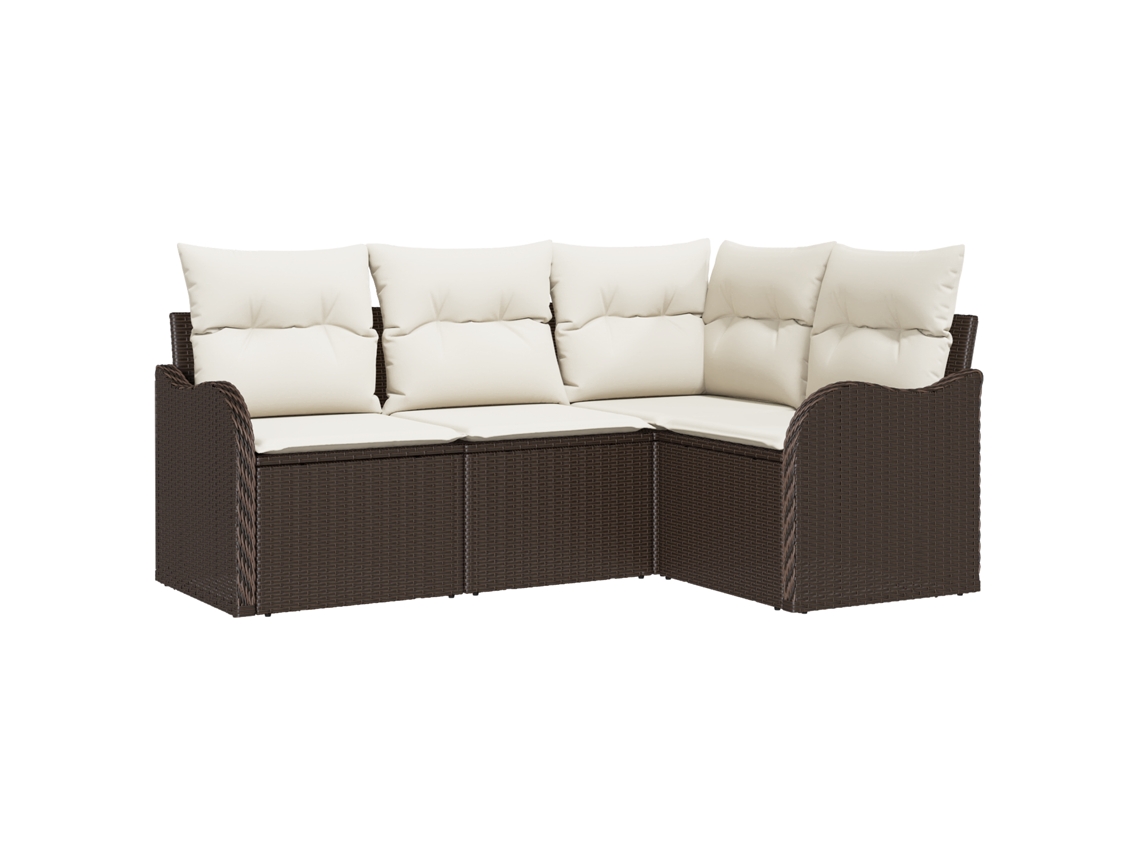 Conjunto 4 Conjunto De Sofá De Jardim Vidaxl Castanho Vime Pe (55 X 55 X 37 Cm)