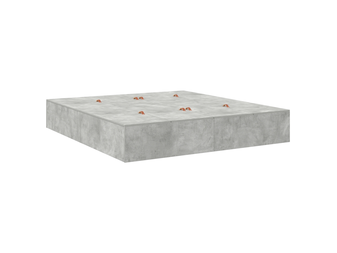 Conjunto 1 Estrado De Cama Com Arrumação Vidaxl Cinzento Madeira De Pinho Maciça (200 X 200 Cm)