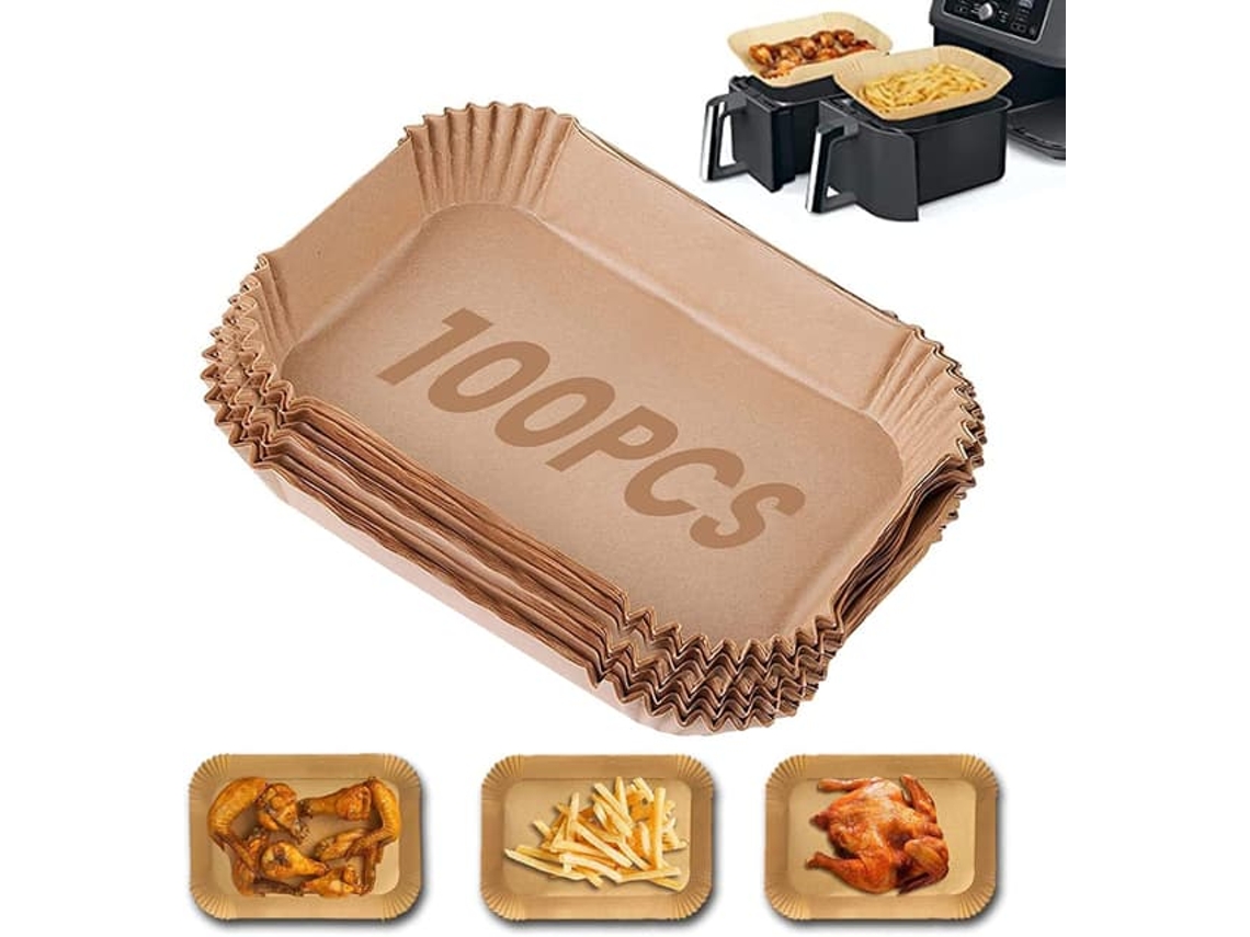 Conjunto De 100 Forros Descartáveis De Papel Manteiga Para Fritadeira A Ar, Para Cozinhar E Assar Com Limpeza Mais Simples