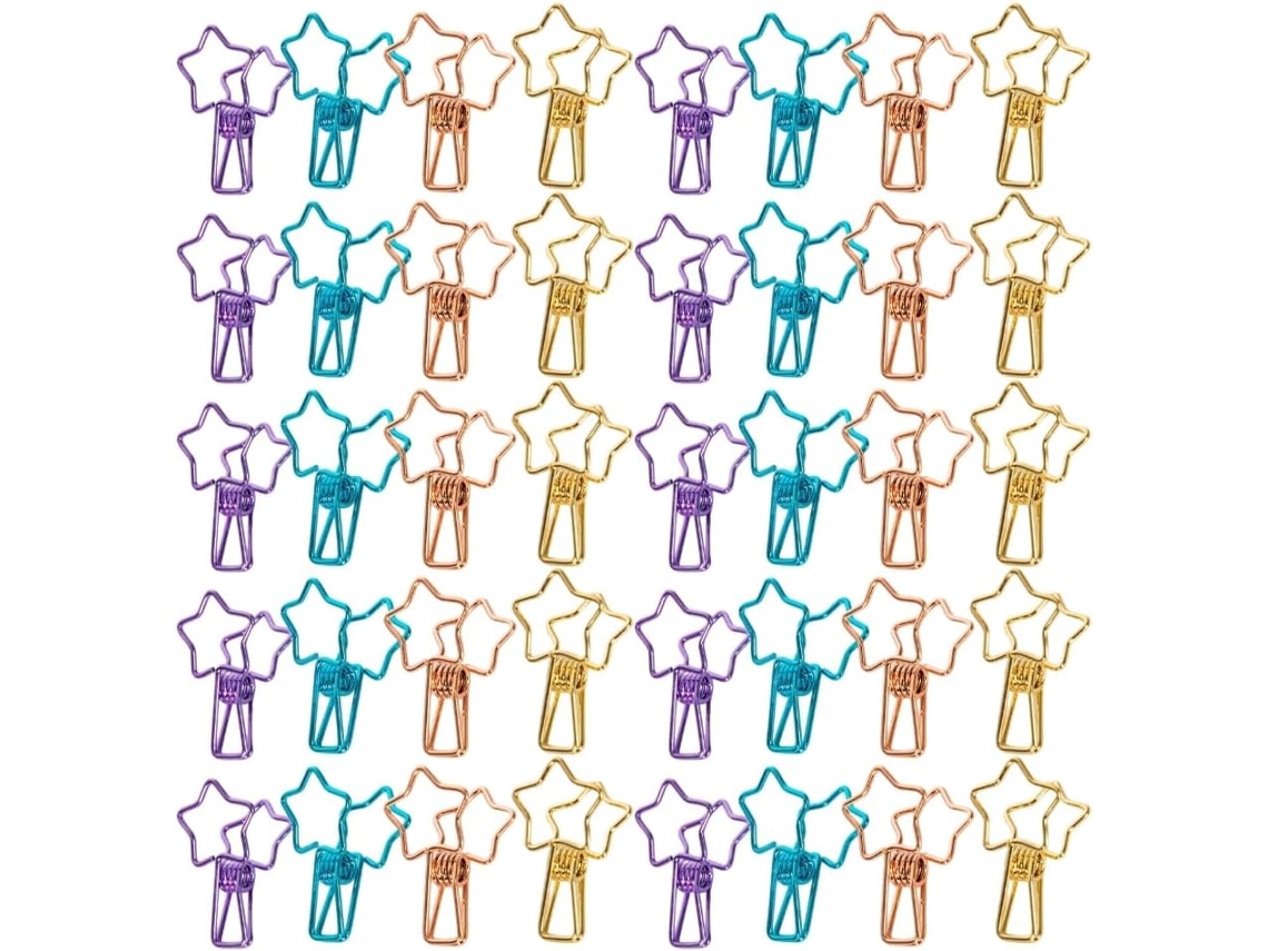 Conjunto de 40 clipes metálicos longos, clipes de papel coloridos, clipes organizadores de documentos, clipes para arquivos de fotos.