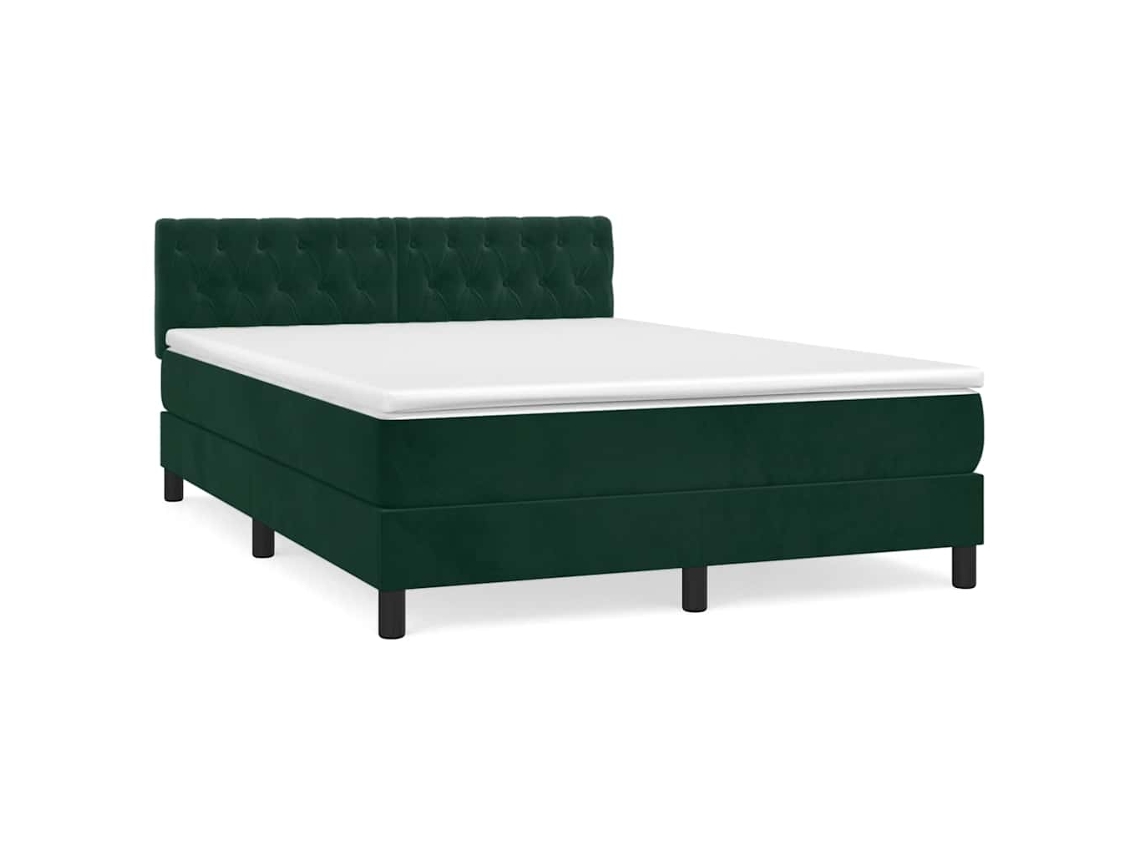 Cama com Molas/colchão 140x190 Cm Veludo Verde escuro MAISON EXCLUSIVE