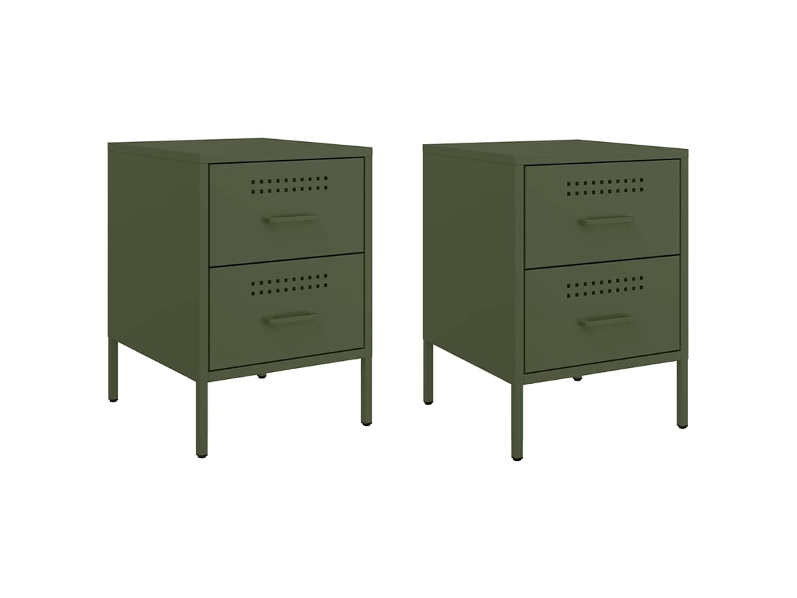 Bedside Cabinet, Bedside Cabinets Vidaxl Verde Aço (n/a)