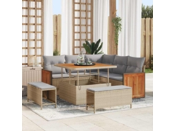 Vidaxl Conjunto De Sofá De Jardim 9 Pcs Bege E Cinza Claro Vime Pe
