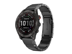 Garmin Fenix 7 Sapphire Solar 22 Mm Aço Inoxidável Pulseira Casco De Tartaruga Preta., Acabamento Moderno