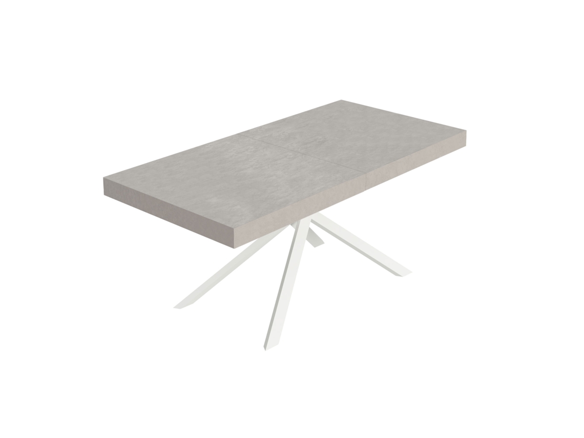 Mesa Extensível Niket Cashmere 200/304x90 Cm Com Pés Brancos Itamoby