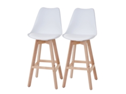 Conjunto de 2 banquetas de bar brancas em estilo escandinavo Tdb04019