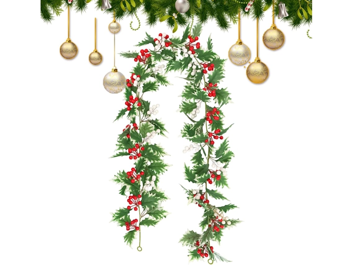 Guirlanda De Natal Para Uso Externo, Folhas Realistas, 175 Centímetros |