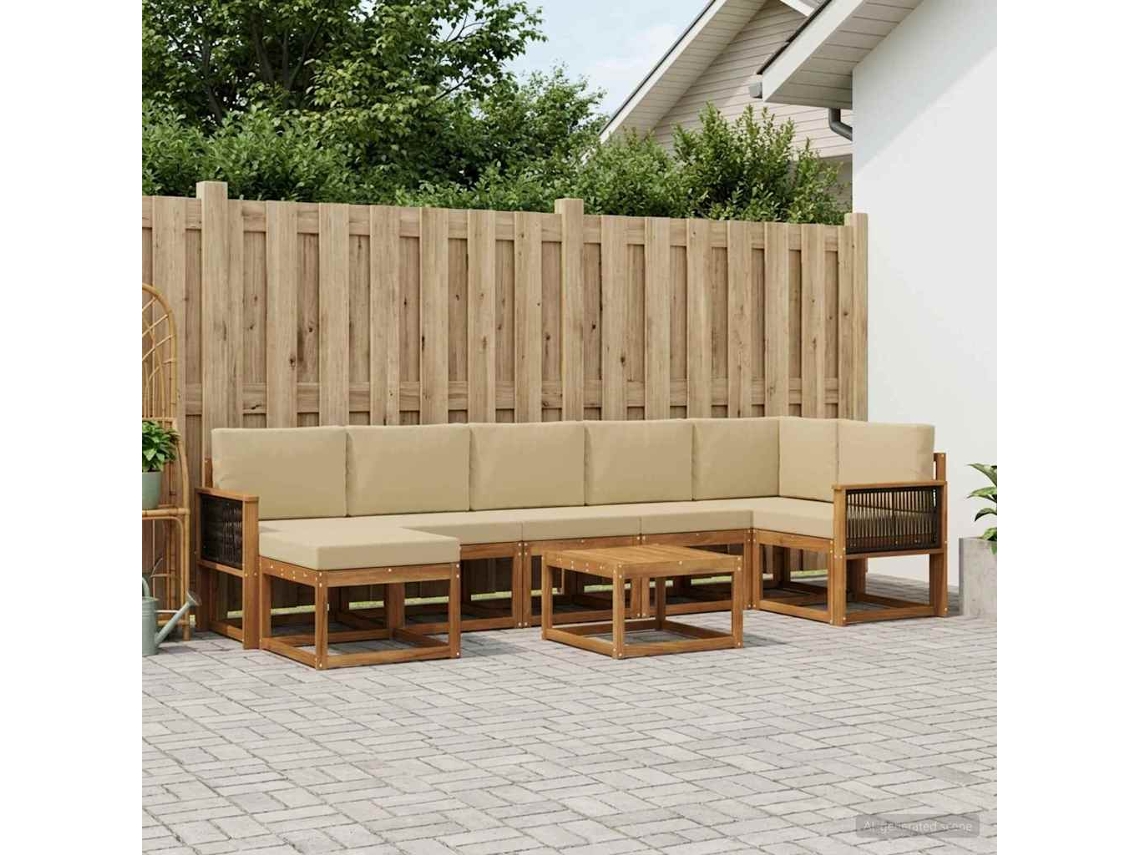 Vidaxl Conjunto De Sofás Para Exterior 8 Unid. Natural E Bege