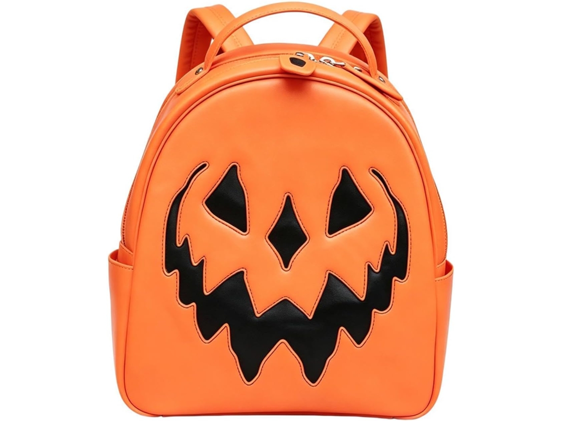 Mochila Em Formato De Abóbora, Com Estampa Laranja Couro Pu, 38 X 28 16 Cm, Para Festa Halloween,