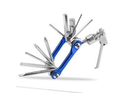 Ferramenta Multifuncional Para Bicicleta 11 Em 1 Com Quebra Corrente Chave De Hexagonal Chave De Fenda Philips Aço 45 Azul