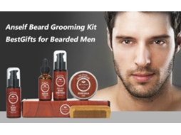 5 Peças/conjunto De Cuidado De Barba Para Homem Com Óleo, Bálsamo E Pente