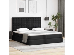 Vidaxl Cama Com Arrumação E Colchão Preto 180 X 200 Cm Couro Sintético