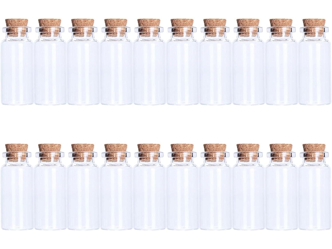 Conjunto de 50 Mini Garrafas Vidro Decorativas com Rolha para Casamentos, Festas e Artesanato. CHABERLU
