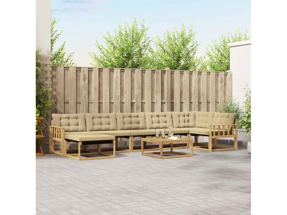 Vidaxl Conjunto De Sofás Para Exterior 8 Unid. Branco E Bege
