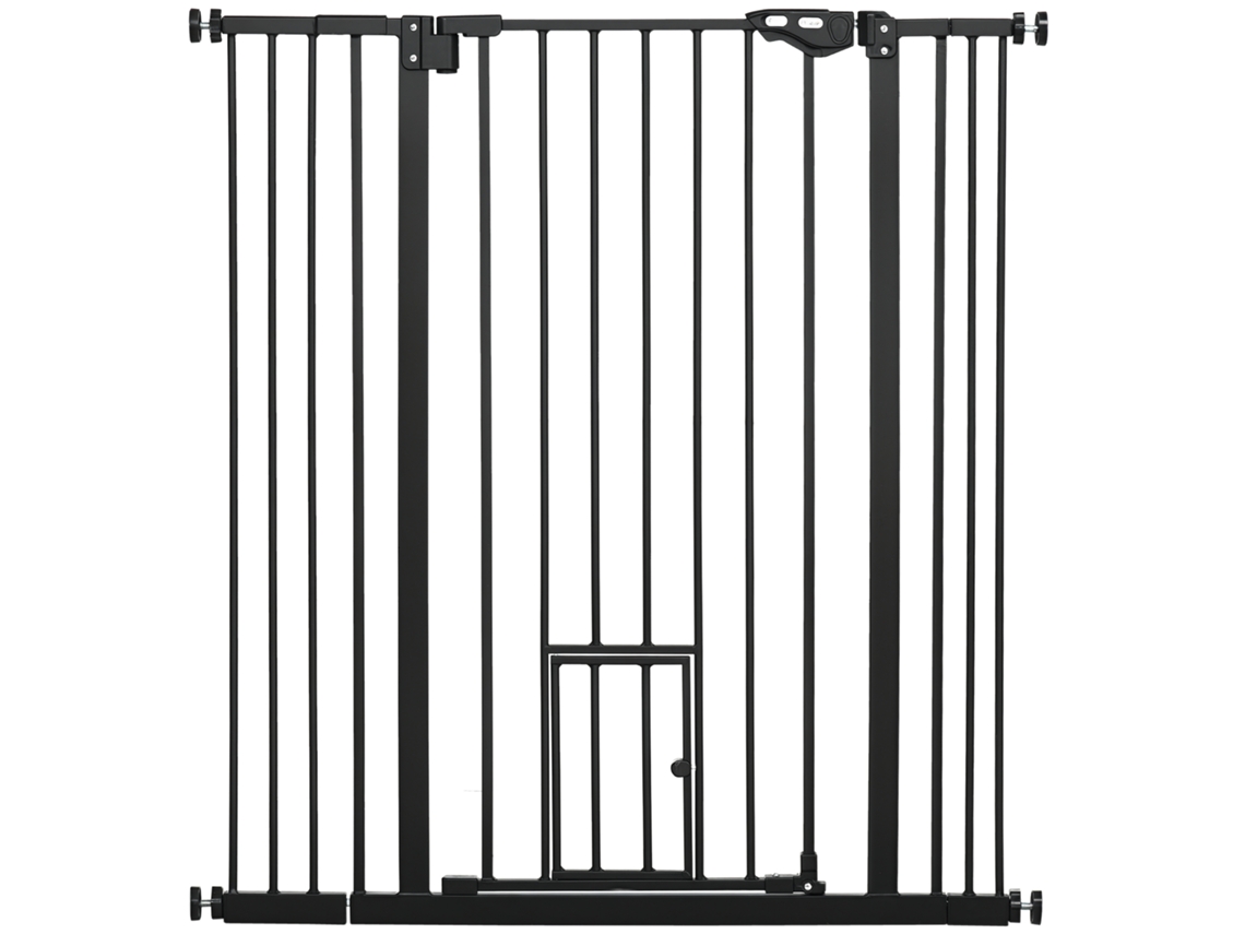 Portão de Segurança Animal 104,1h com Porta Autofechante Sistema de Fecho Duplo Preto Ge