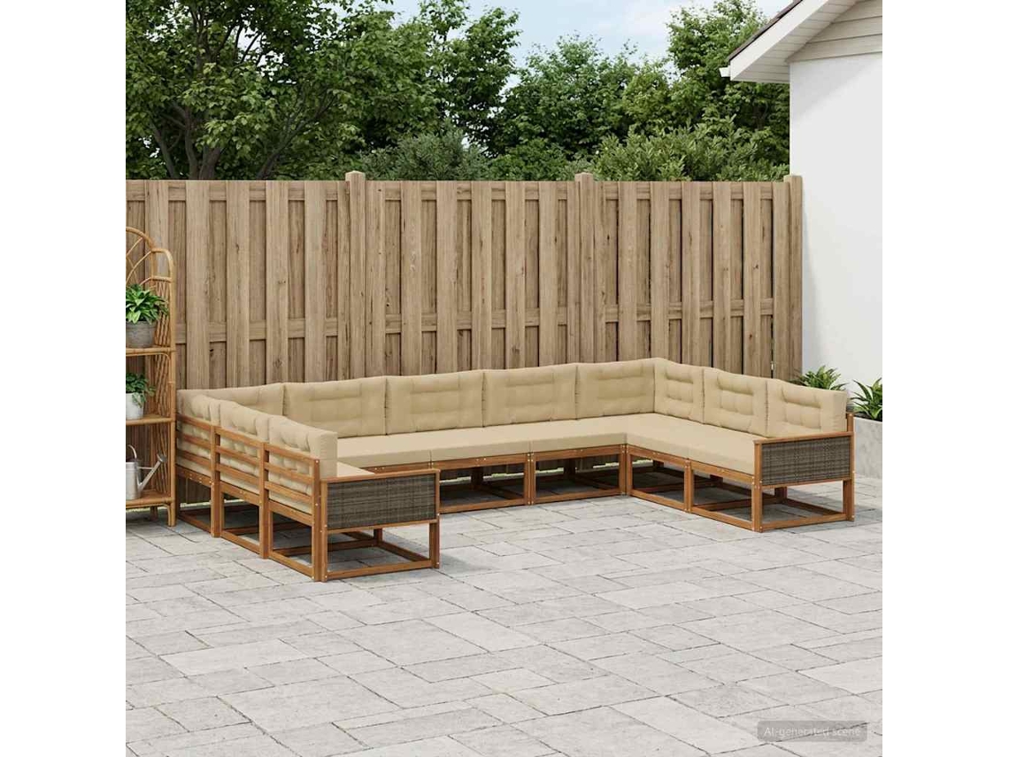 Vidaxl Conjunto De Sofás Para Exterior 9 Pcs Natural E Bege