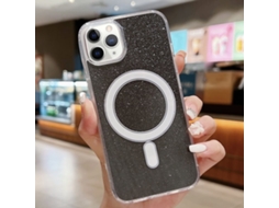 Capa Transparente Com Glitter Para Iphone 11 Pro - Acrílico - Magsafe - Preta