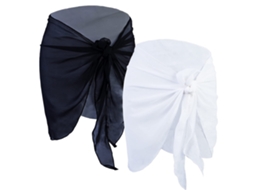 2026rebe-2 Piezas Faldas Sarong Playa Suaves De Chiffon Protectoras Uv Para Bikini Wrap Negro Y Blanco