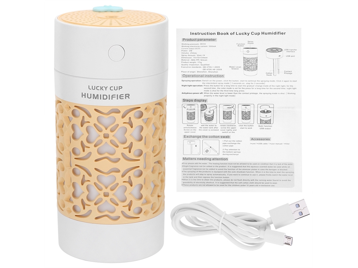 Laxiscreed Spray Umidificador Mini Usb, Portátil, 3 Em 1 Com Luz Led Para Carro E Escritório