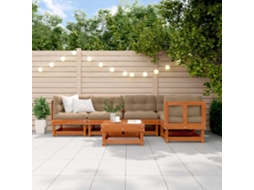 Vidaxl Conjunto De Lounge De Jardim 6 Pcs Castanho Encerado