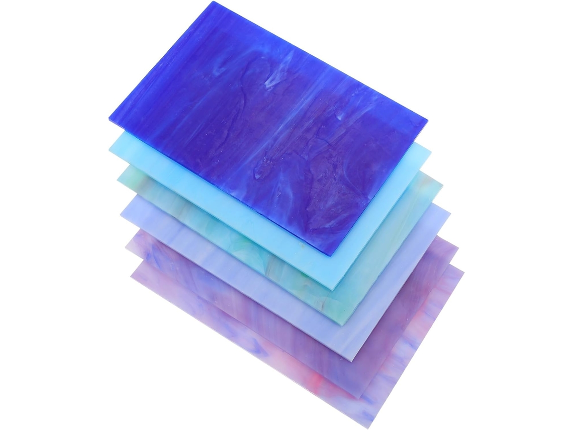 Conjunto de 6 Pratos Vidro com Efeito Ondas na Água, Feitos Mica, Ideais para Pintura CHABERLU