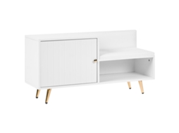 Banco De Entrada Com Sapateira Beliani Kelowna De Aglomerado De Madeira Branco 100x35x50