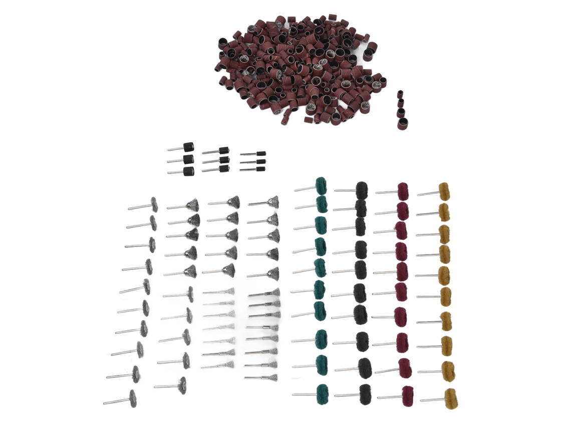 Conjunto de 423 peças: Cabos de tambor lixados, capas, discos de polimento e lixamento para lixadeira.