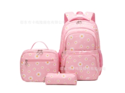Mochila De Estudante De Três Peças, Grande Capacidade, Rosa, Conjunto De Três Peças