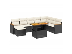 Conjunto 9 de Sofás P/ Jardim com Almofadões VIDAXL Vime Pe Preto