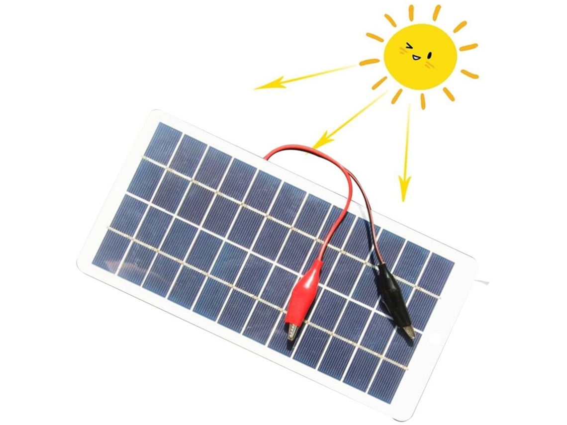Painel Solar Policristalino de 5w 12v para Uso Externo, Portátil e À Prova D'água, com Grampos para Carregar Baterias de 9 a 12v BRILVIBERA