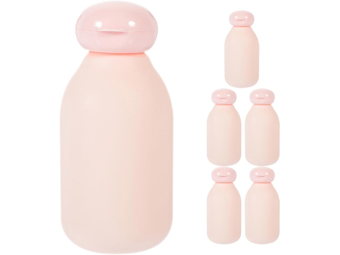 Conjunto De 6 Frascos De Viagem Vazios Em Pe Rosa, Compactos E À Prova