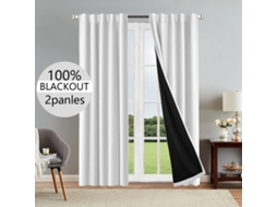 Cortinas Blackout Para Sala De Estar, Cortinas Com Isolamento Térmico E Forro Preto, Ideais Para Portas De Varanda, Kit Com 2 Peças, Branco 132x160 Cm