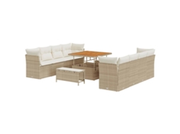 Conjunto 11 Conjunto De Sofá De Jardim Vidaxl Bege Vime Pe (100 X 100 X 71 Cm)