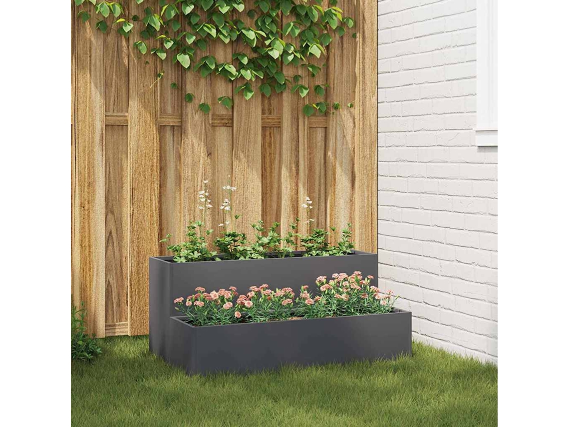 Vidaxl Vaso De Jardim Antracite 100 X 60 X 45 Cm Aço Laminado A Frio