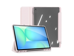 Capa Dux Ducis Toby Series para Samsung Galaxy Tab S10 FE com suporte triplo em couro PU rosa Hengrongshen