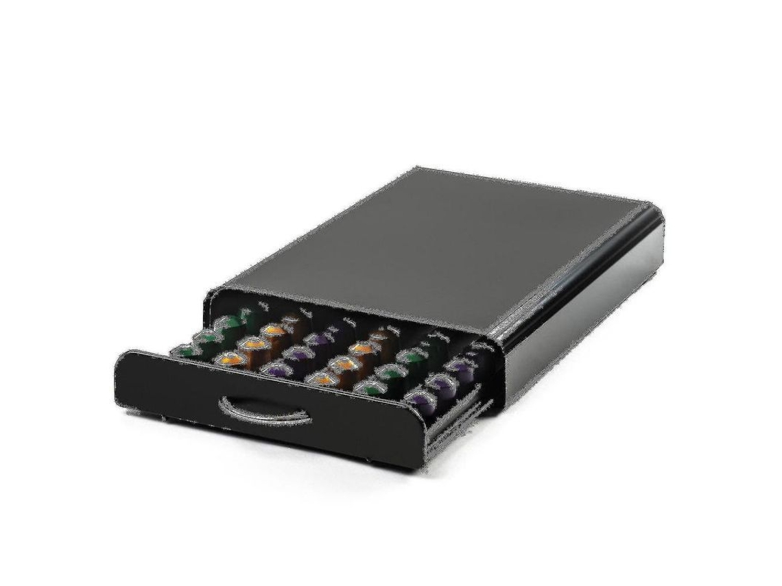 Organizador de Cápsulas de Café Preto com Gaveta para 50 Cápsulas Nespresso Nova Line