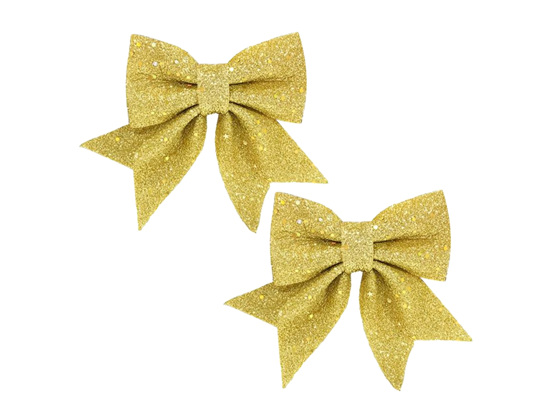 Laço De Natal (algodão Perolado, Glitter Dourado, Vermelho, Pacote Com 2) Eoocoo