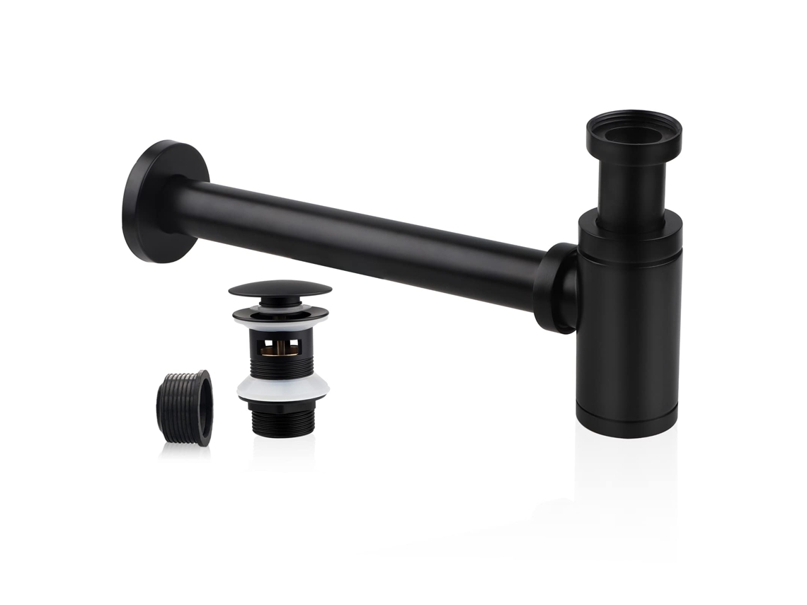 Sifão De Aço Inoxidável Para Lavatório,1 1/4 X 32mm,tubo Ajustável Universal,preto Drenagem Para Banheiro Btforus