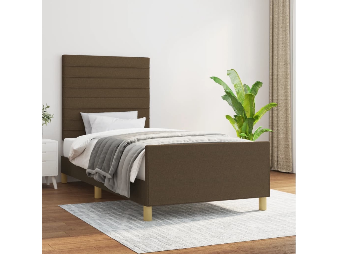 Vidaxl Estrutura De Cama Sem Colchão 90x190 Cm Tecido Castanho-escuro