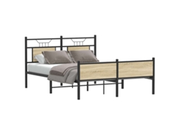 Vidaxl Estrutura Cama S/ Colchão Derivados De Madeira Carvalho Sonoma